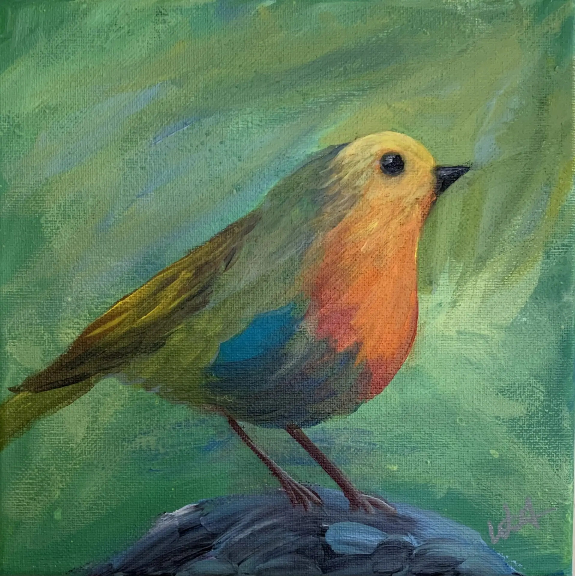 Song in the Night 8in x 8in-Giclèe on Canvas in Frame