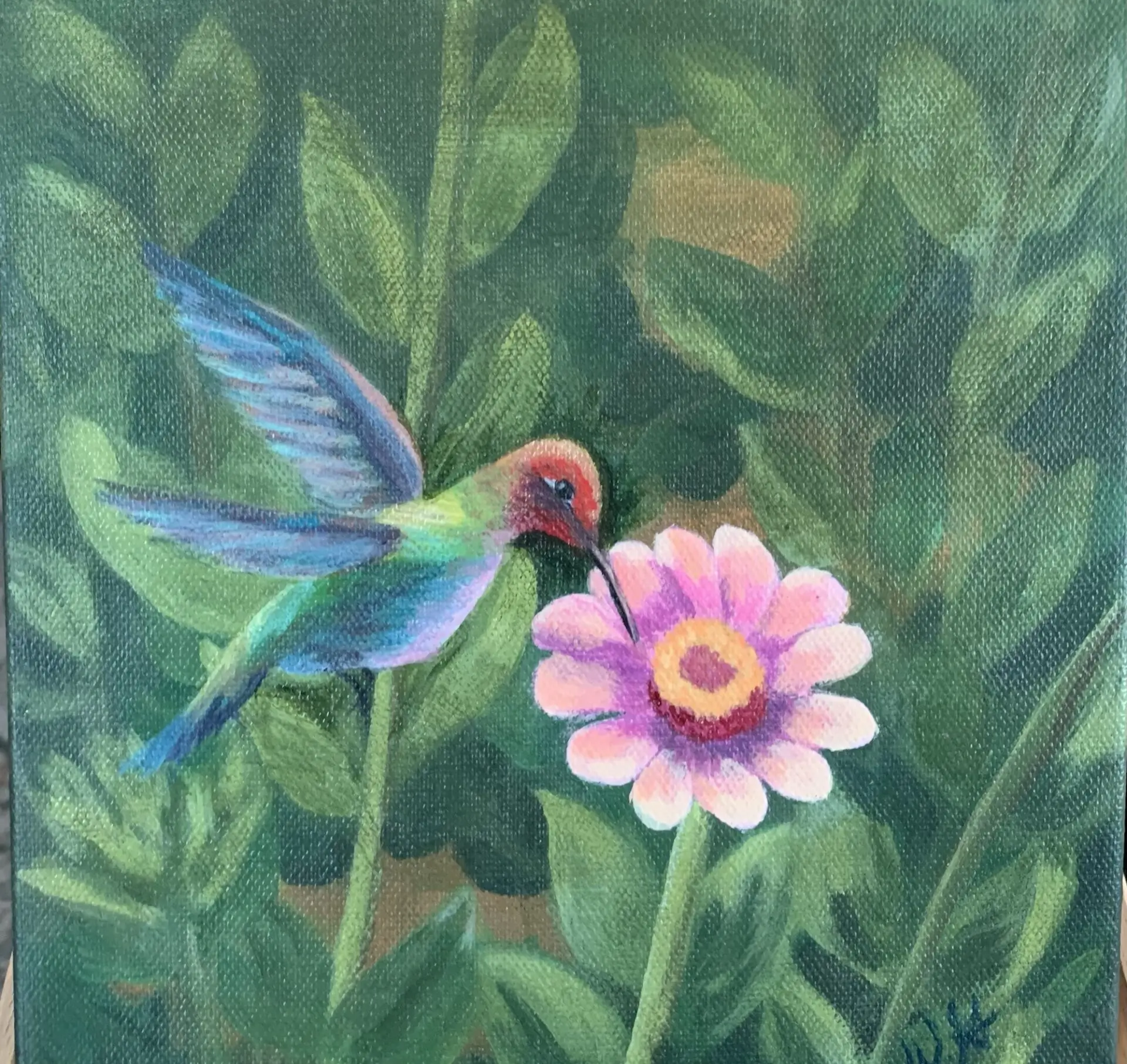 Flitting in the Garden, 8in x 8in-Giclèe on Canvas