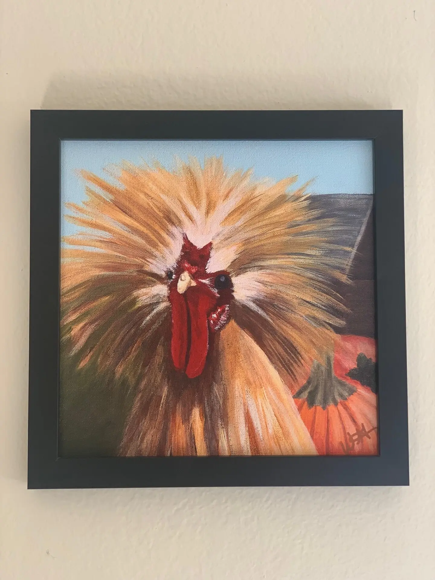 Bad Hair Day, 8in x 8in- in Frame, Giclée Acrylic on Canvas