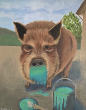 Pipoca the Painting Pig 18in x 14in- Original!