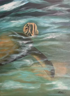 Swimming at Sunset 16in x 12in, Original!