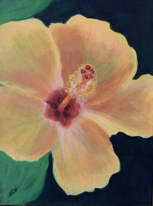Happy Hibiscus 12in x 9in, Original!