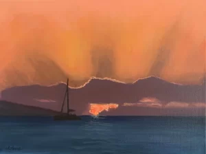 Sunset Sail 12in x 16in, Original!