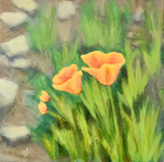 Golden Gifts, 8in x 8in, Acrylic on Canvas, Framed Original