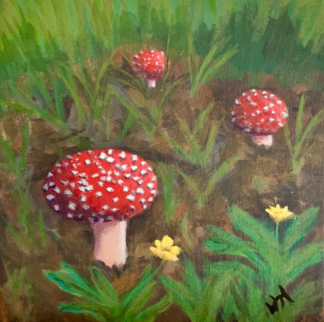 Winter Surprise , 8in x 8in Acrylic on Canvas, Framed Original