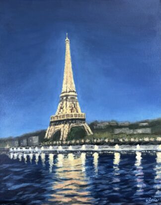 Night Sparkle, 16in x 20in-  Acrylic on Canvas, Framed Original